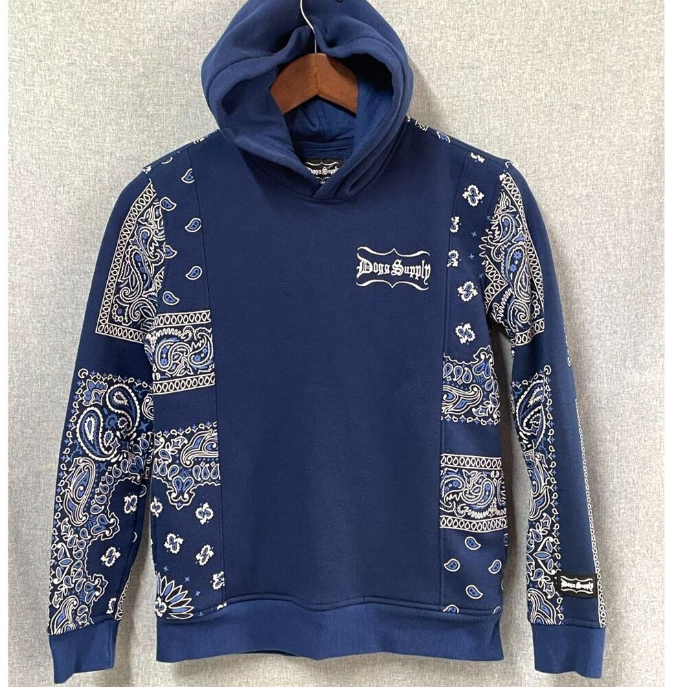 Dogg Supply Snoop Dogg Blue Bandana Paisley Hoodie Youth 10/12 Pullover